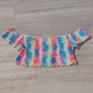 Pink by Victorias Secret Smocked Swim Top - L